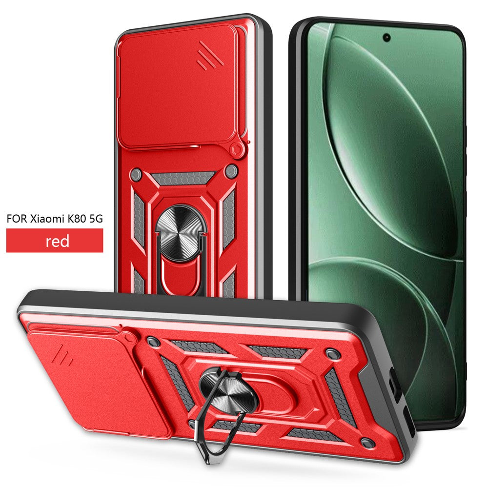 For Xiaomi Redmi K80 5G  /  Poco F7 Pro 5G Case with Slide Camera Lid PC + TPU Kickstand Phone Cover