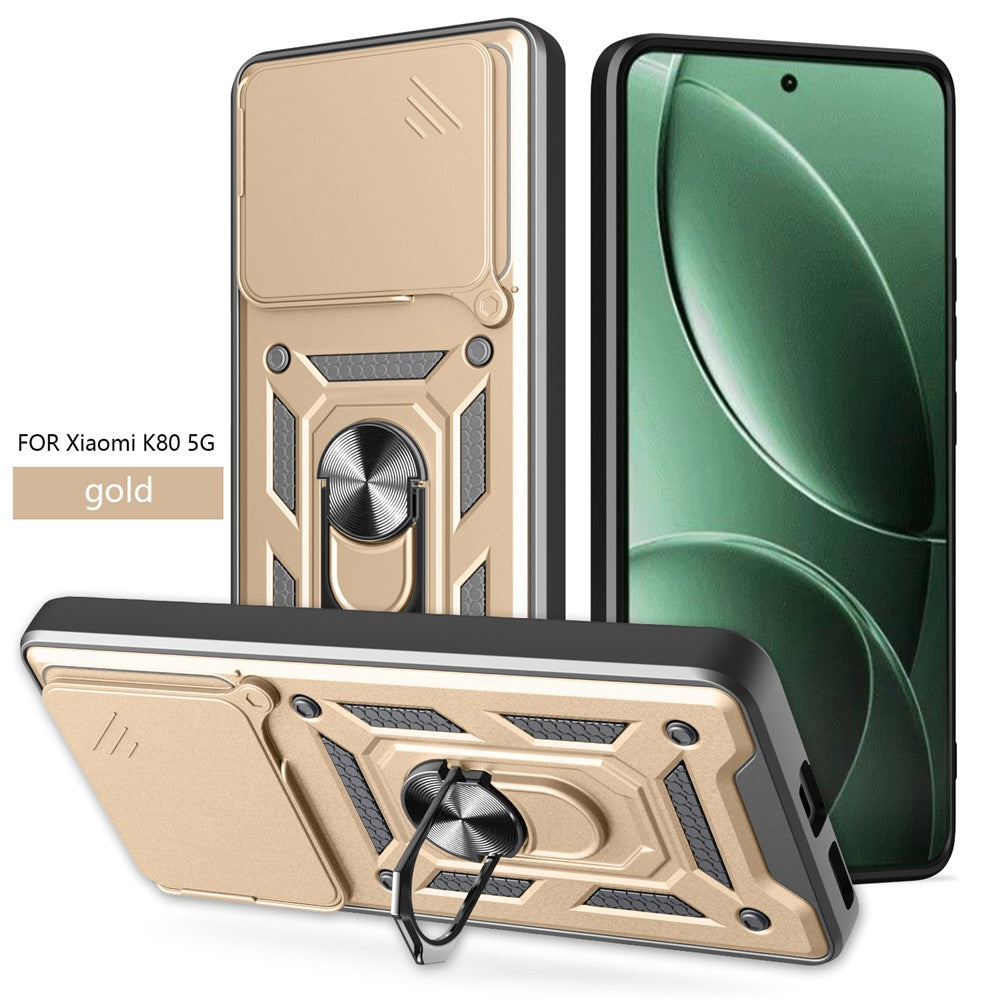 For Xiaomi Redmi K80 5G  /  Poco F7 Pro 5G Case with Slide Camera Lid PC + TPU Kickstand Phone Cover