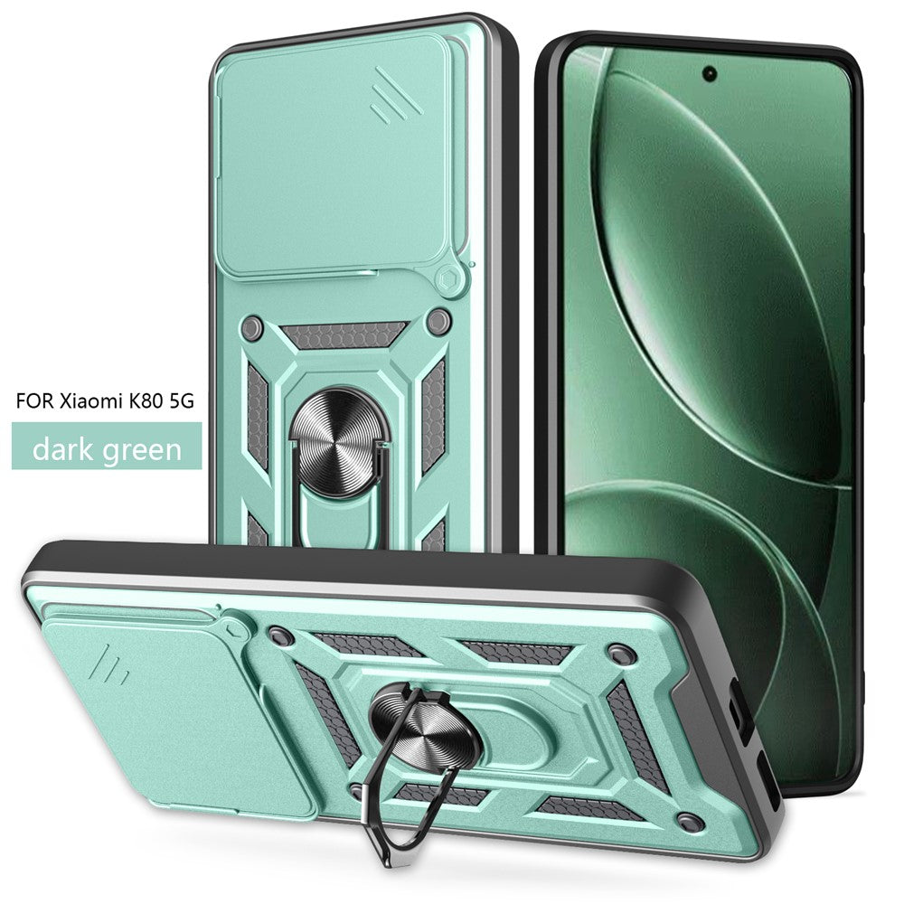 For Xiaomi Redmi K80 5G  /  Poco F7 Pro 5G Case with Slide Camera Lid PC + TPU Kickstand Phone Cover