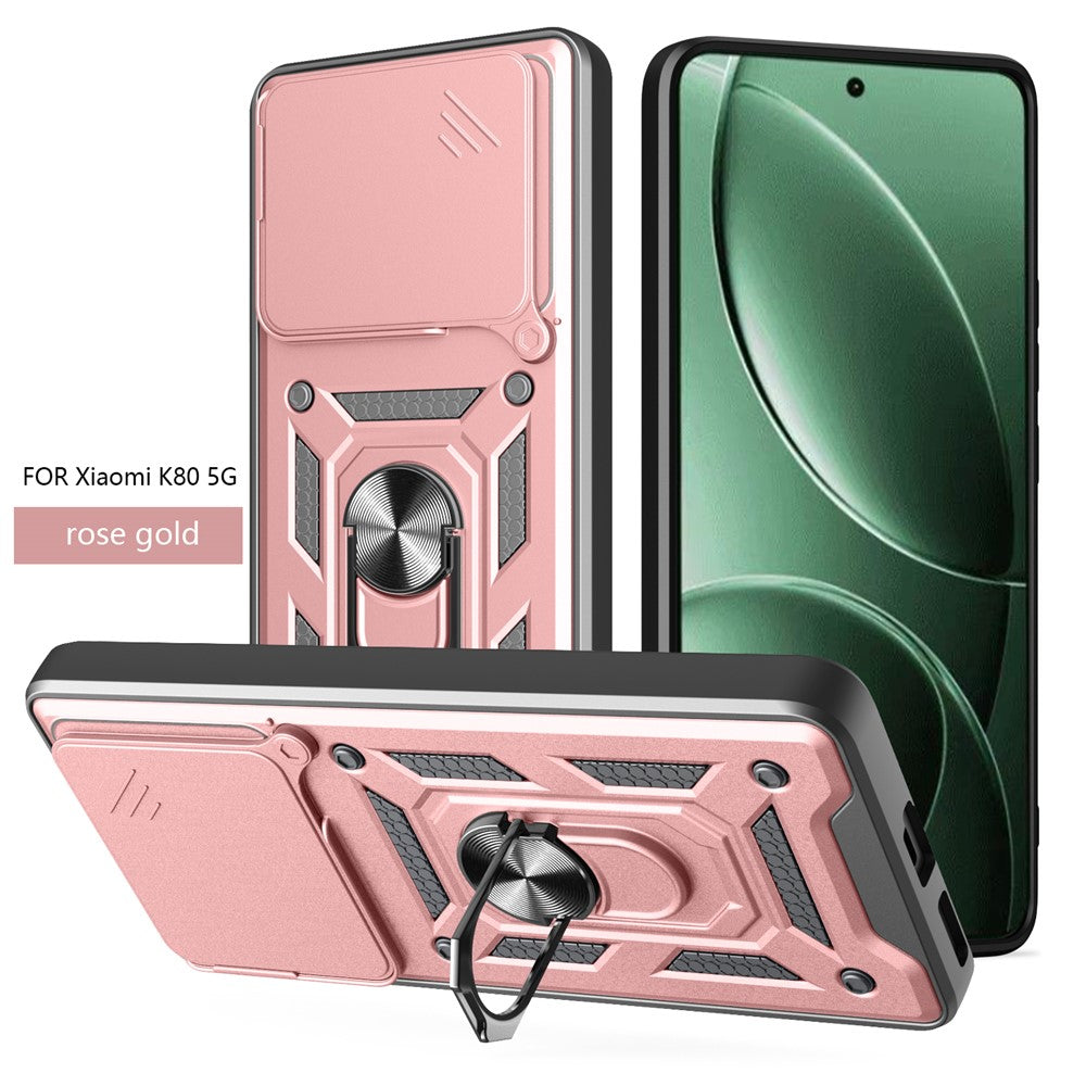 For Xiaomi Redmi K80 5G  /  Poco F7 Pro 5G Case with Slide Camera Lid PC + TPU Kickstand Phone Cover