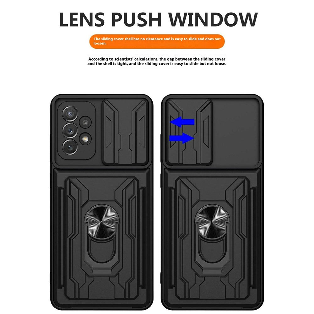 For Samsung Galaxy A23 5G (Global Version) / A23 4G Case PC + TPU Kickstand Phone Back Cover with Camera Slider