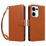 For Oppo Reno13 5G (Global) Case RFID Blocking Leather Wallet Flip Phone Cover with Wrist Strap