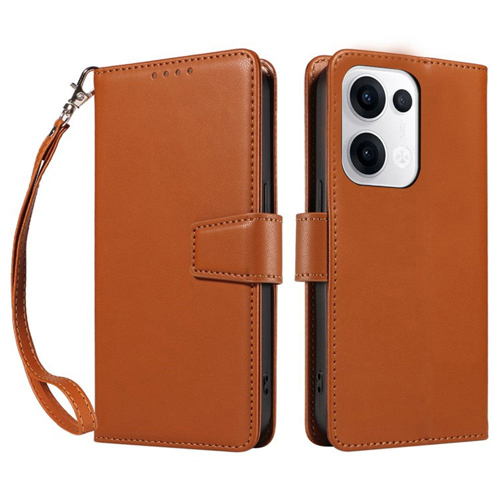 For Oppo Reno13 5G (Global) Case RFID Blocking Leather Wallet Flip Phone Cover with Wrist Strap