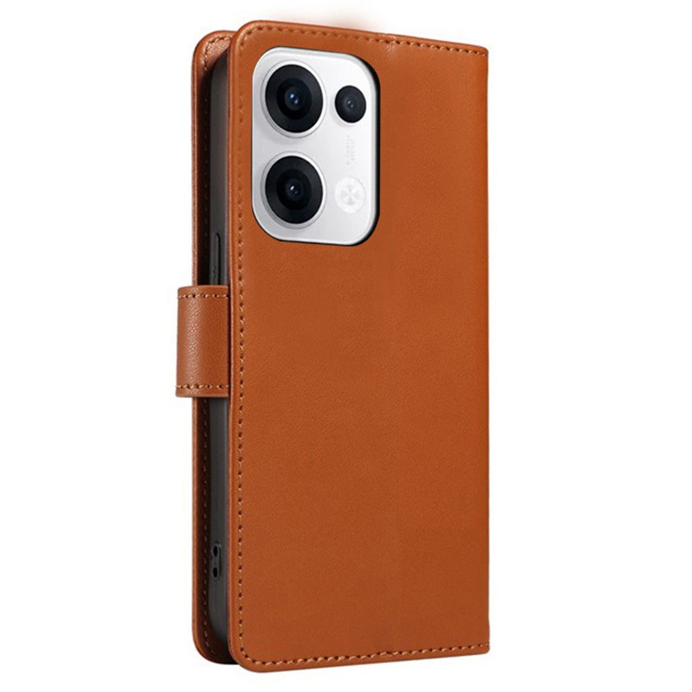 For Oppo Reno13 5G (Global) Case RFID Blocking Leather Wallet Flip Phone Cover with Wrist Strap