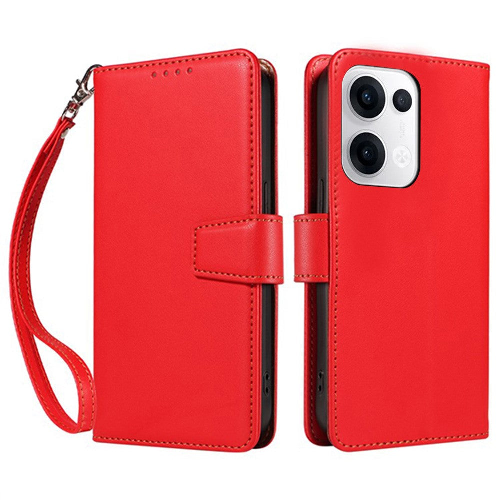 For Oppo Reno13 5G (Global) Case RFID Blocking Leather Wallet Flip Phone Cover with Wrist Strap