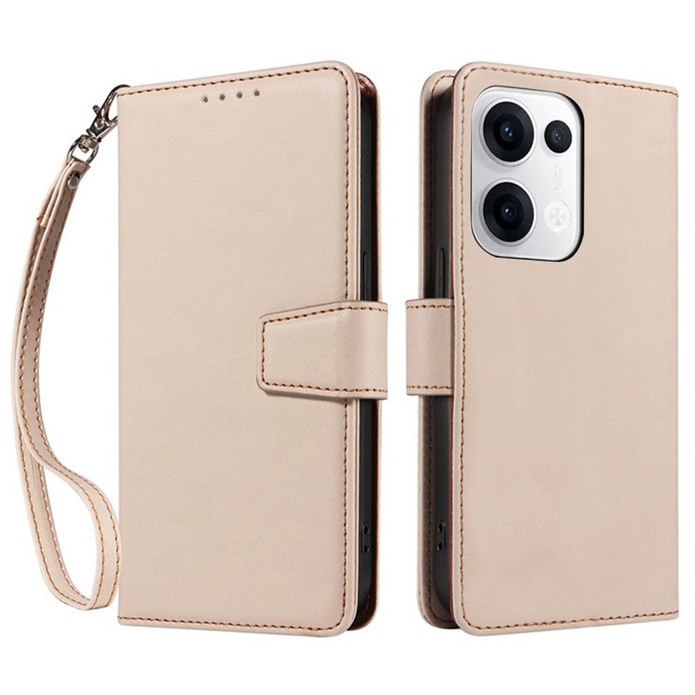 For Oppo Reno13 5G (Global) Case RFID Blocking Leather Wallet Flip Phone Cover with Wrist Strap