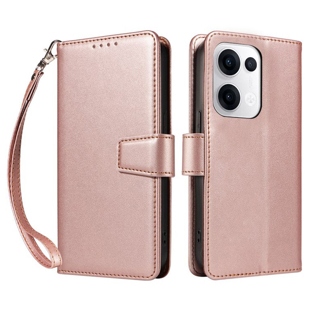 For Oppo Reno13 5G (Global) Case RFID Blocking Leather Wallet Flip Phone Cover with Wrist Strap