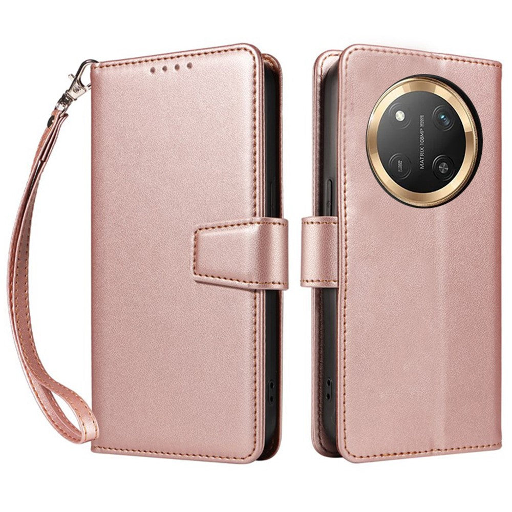 For Honor Magic7 Lite 5G / X9c 5G / X60 Pro 5G Case RFID Blocking Leather Wallet Flip Phone Cover with Wrist Strap
