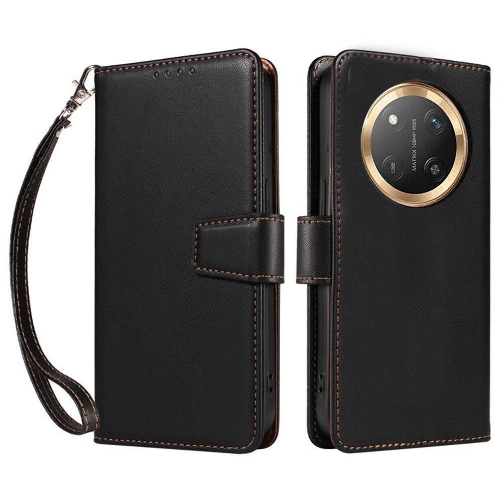 For Honor Magic7 Lite 5G / X9c 5G / X60 Pro 5G Case RFID Blocking Leather Wallet Flip Phone Cover with Wrist Strap