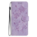 For iPhone 17th / 16th Wallet Case Rose Pattern Imprinted Leather Flip Stand Phone Cover