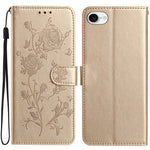 For iPhone 17th / 16th Wallet Case Rose Pattern Imprinted Leather Flip Stand Phone Cover