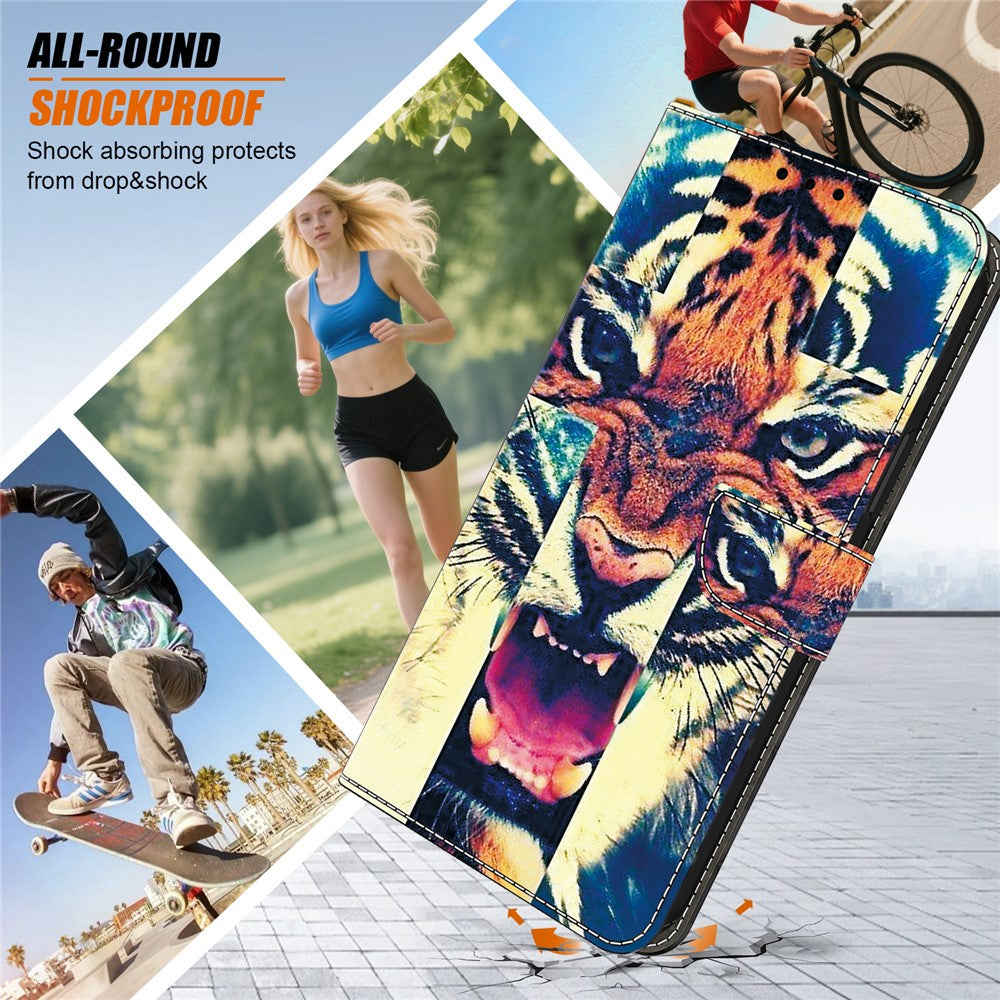 Läderfodral för Samsung Galaxy A15 5G / 4G med mönstertryck, plånboksfodral, fallskyddande mobilfodral