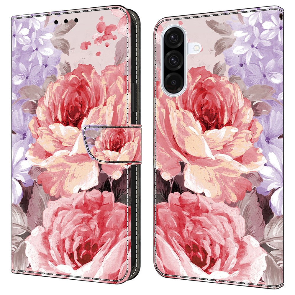 Läderfodral för Samsung Galaxy A15 5G / 4G med mönstertryck, plånboksfodral, fallskyddande mobilfodral