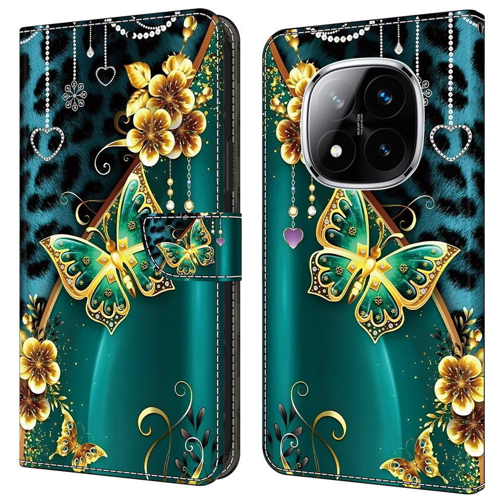 For Xiaomi Redmi Note 14 Pro 5G / Poco X7 5G Leather Case Pattern Printing Wallet Stand Anti Drop Phone Cover