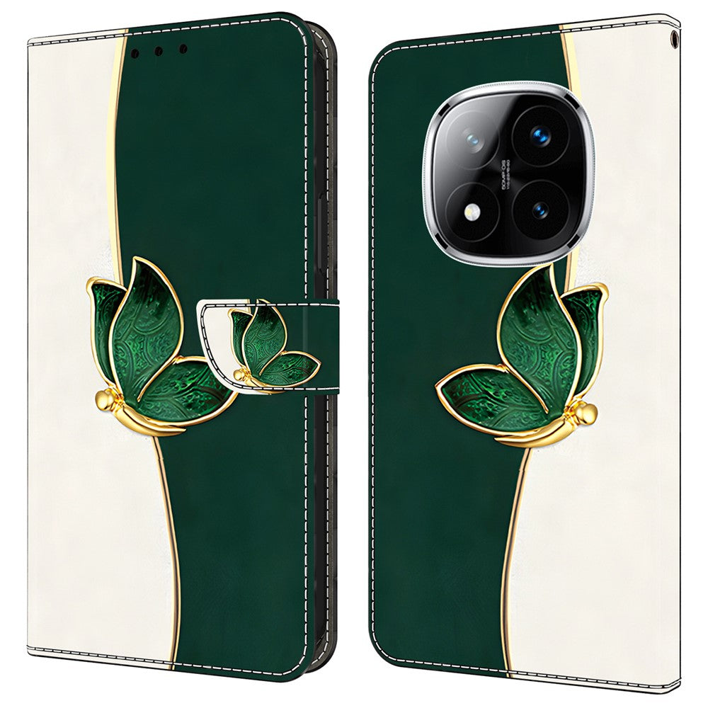 For Xiaomi Redmi Note 14 Pro 5G / Poco X7 5G Leather Case Pattern Printing Wallet Stand Anti Drop Phone Cover
