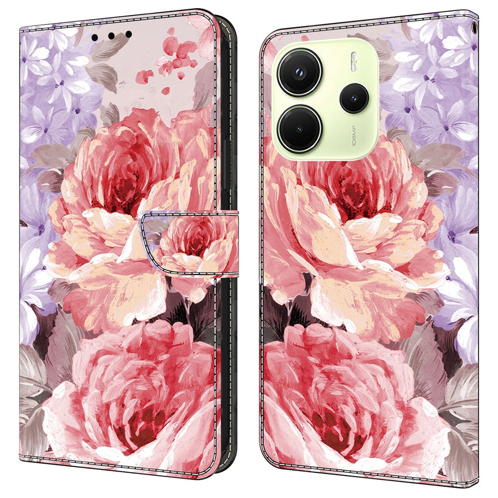 For Xiaomi Redmi Note 14 4G (164.84mm) Leather Case Pattern Printing Wallet Stand Anti Drop Phone Cover