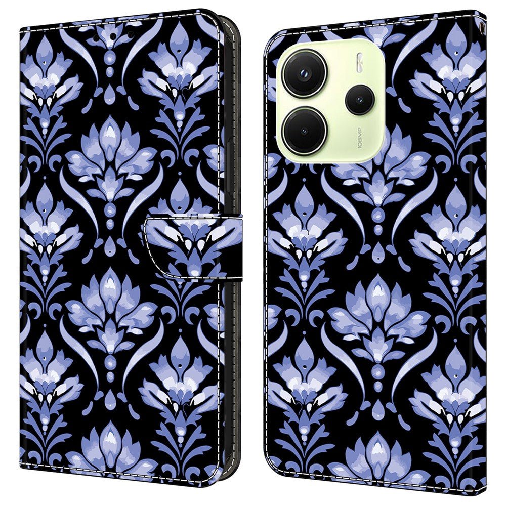 For Xiaomi Redmi Note 14 4G (164.84mm) Leather Case Pattern Printing Wallet Stand Anti Drop Phone Cover
