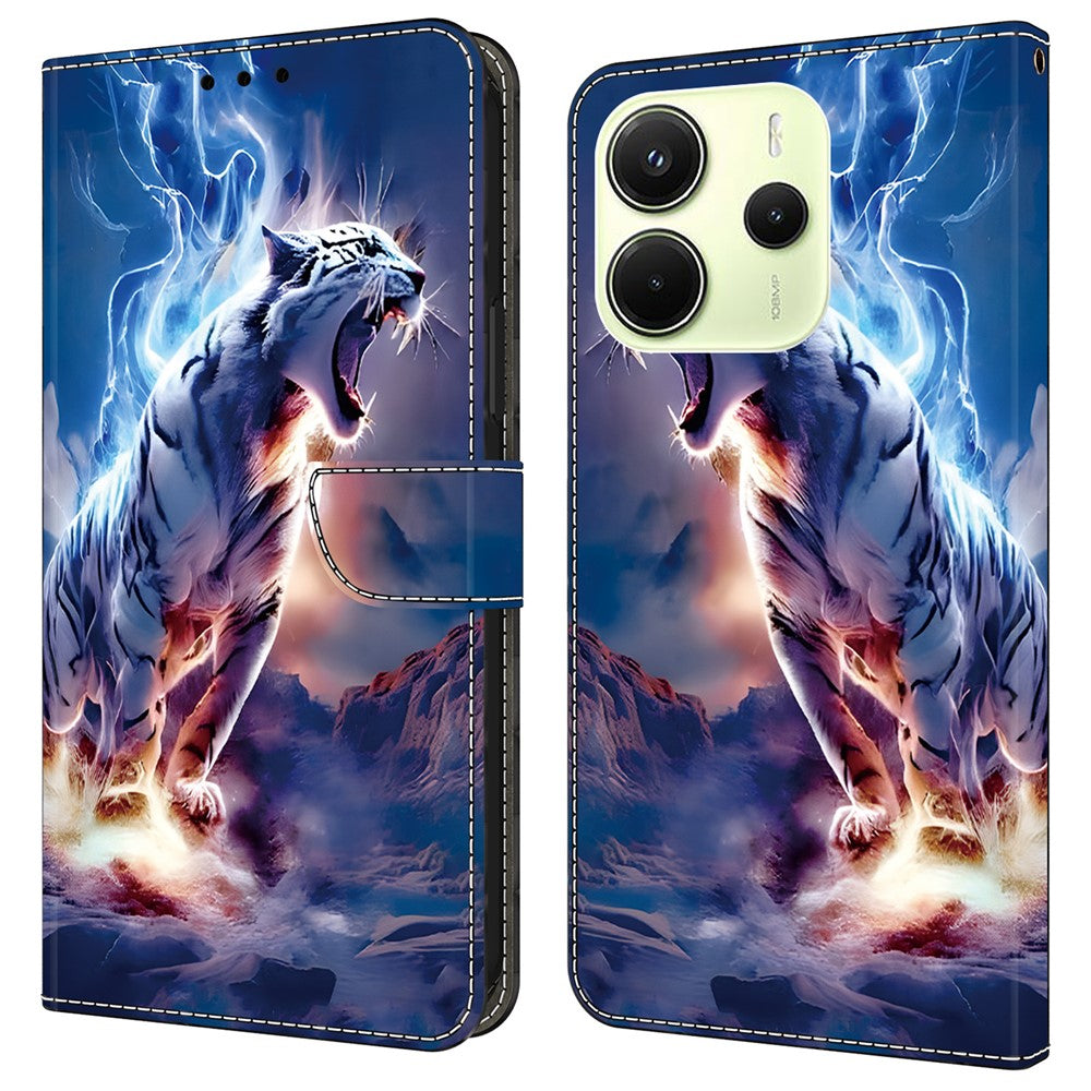 For Xiaomi Redmi Note 14 4G (164.84mm) Leather Case Pattern Printing Wallet Stand Anti Drop Phone Cover