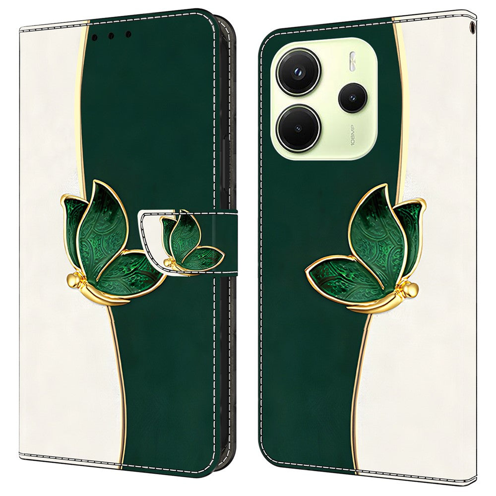 For Xiaomi Redmi Note 14 4G (164.84mm) Leather Case Pattern Printing Wallet Stand Anti Drop Phone Cover