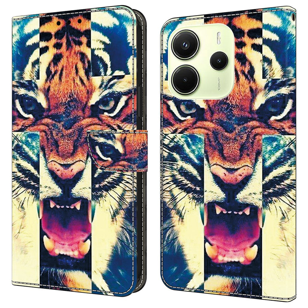 For Xiaomi Redmi Note 14 4G (164.84mm) Leather Case Pattern Printing Wallet Stand Anti Drop Phone Cover