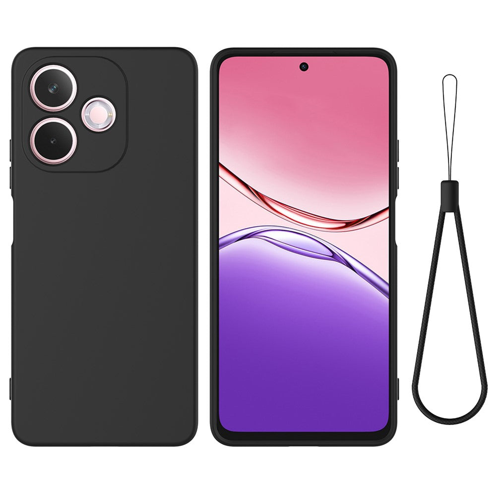 For Oppo A5 Pro 4G (Global) Liquid Silicone Case Phone Back Cover with Hand Strap