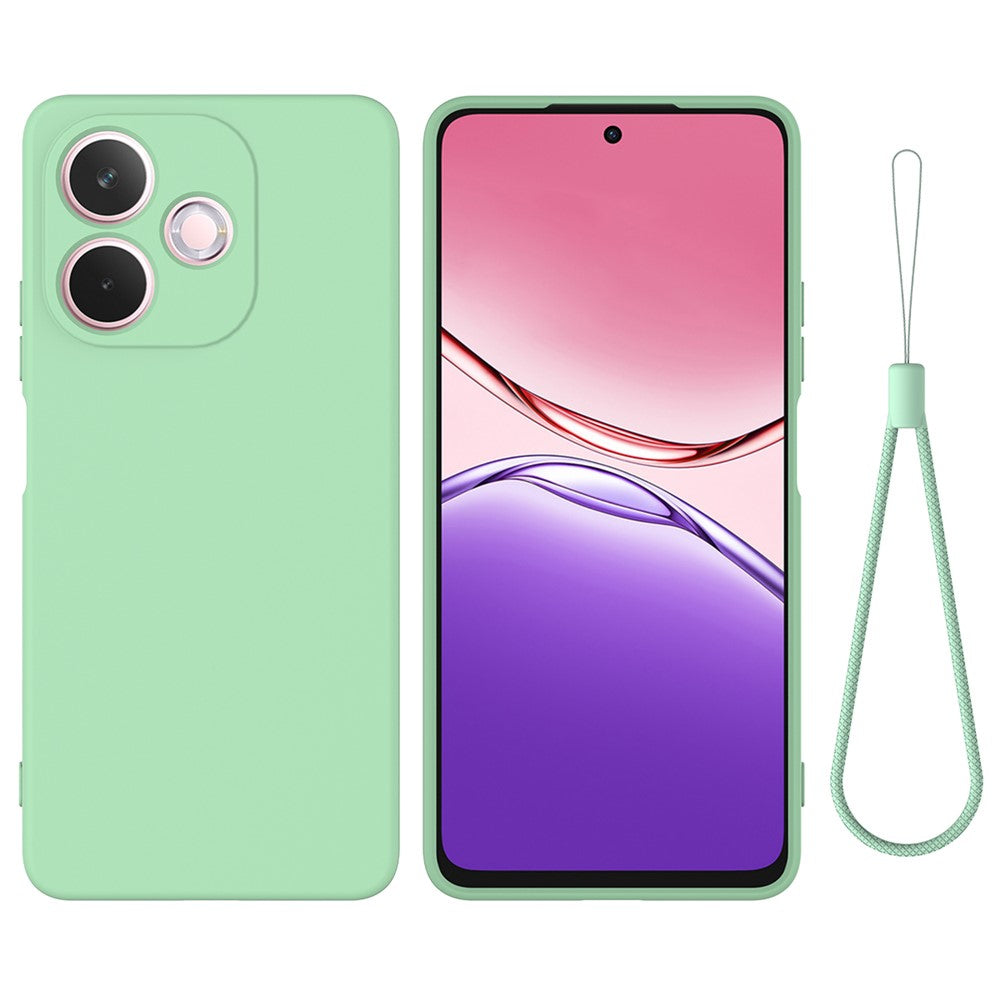 For Oppo A5 Pro 4G (Global) Liquid Silicone Case Phone Back Cover with Hand Strap