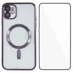 WANLONFENG til iPhone 12 6,1 tommer Magnetisk Cover Fuld Beskyttelse Galvaniseret TPU Cover med Hærdet Glas
