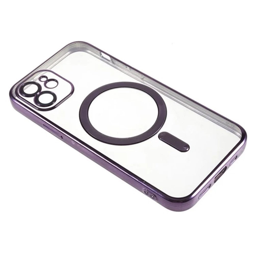 WANLONFENG til iPhone 12 6,1 tommer Magnetisk Cover Fuld Beskyttelse Galvaniseret TPU Cover med Hærdet Glas