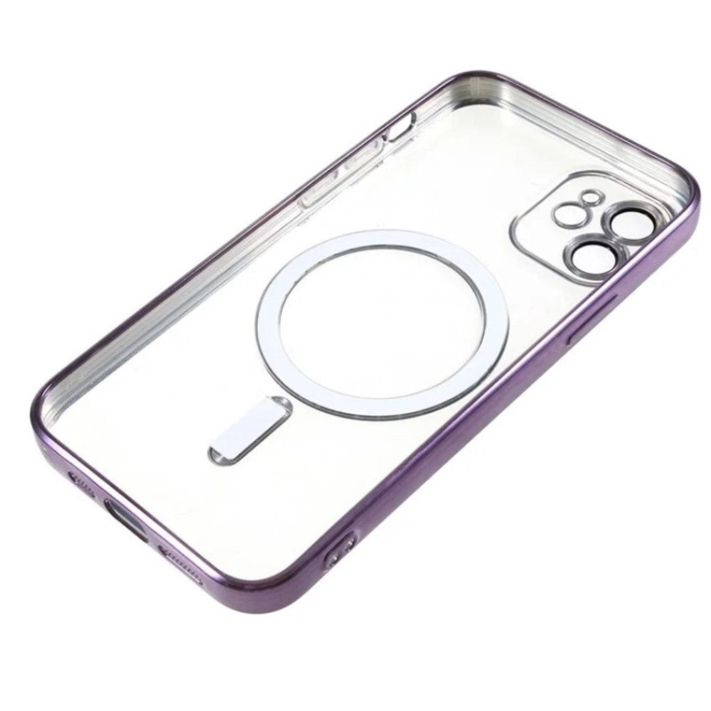 WANLONFENG til iPhone 12 6,1 tommer Magnetisk Cover Fuld Beskyttelse Galvaniseret TPU Cover med Hærdet Glas