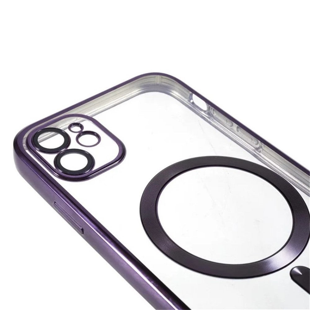 WANLONFENG til iPhone 12 6,1 tommer Magnetisk Cover Fuld Beskyttelse Galvaniseret TPU Cover med Hærdet Glas