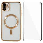 WANLONFENG til iPhone 12 6,1 tommer Magnetisk Cover Fuld Beskyttelse Galvaniseret TPU Cover med Hærdet Glas