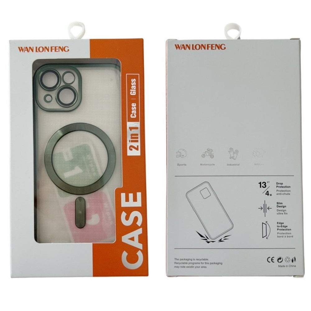 WANLONFENG For iPhone 11 Magnetic Case  Full Protection Electroplated TPU Cover with Tempered Glass