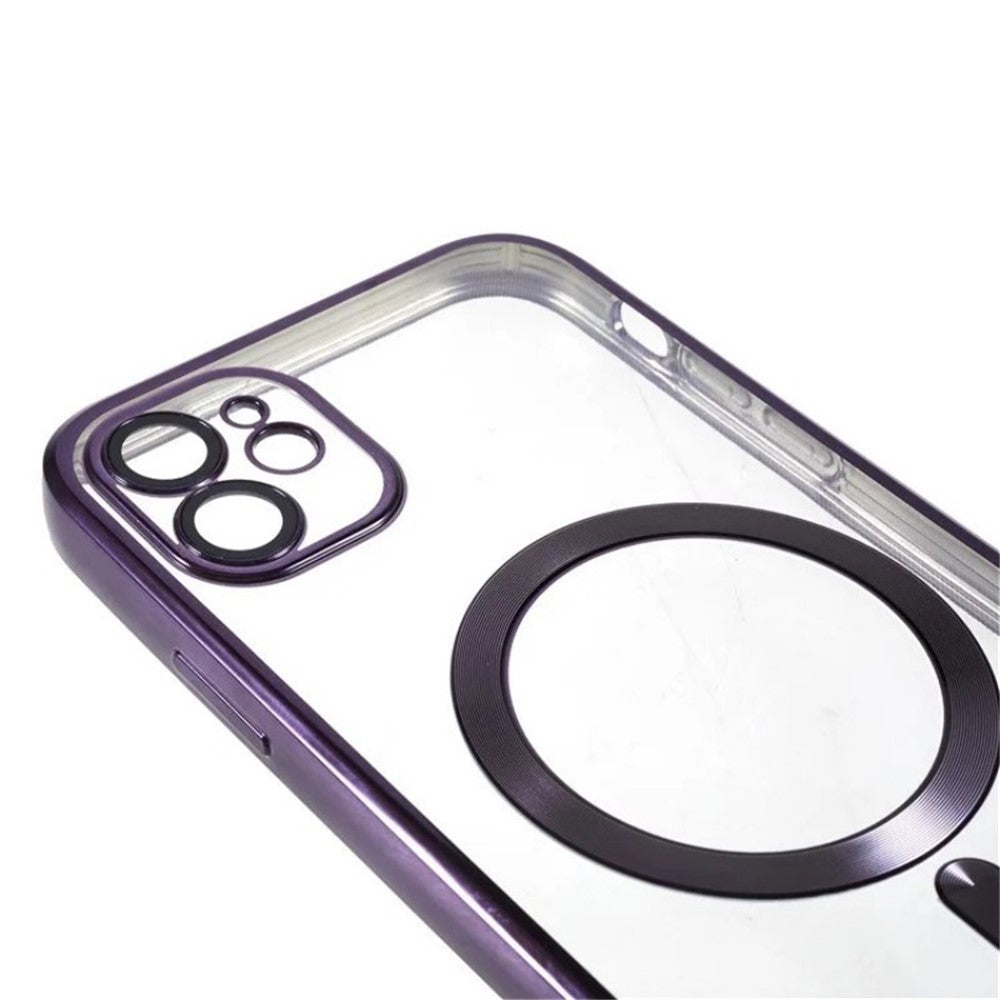 WANLONFENG For iPhone 11 Magnetic Case  Full Protection Electroplated TPU Cover with Tempered Glass