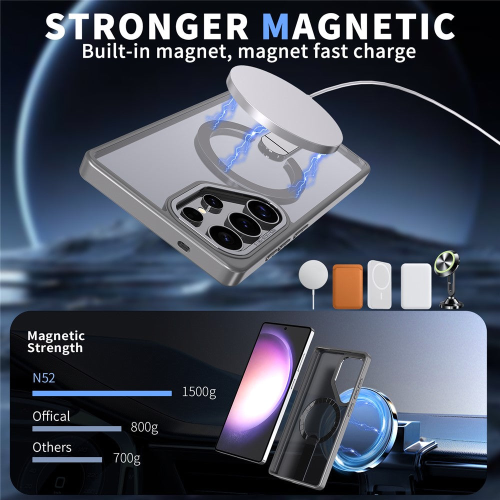 Samsung Galaxy S24 Ultra Magnetiskt Skal Stativ TPU + Akryl Mobilskal