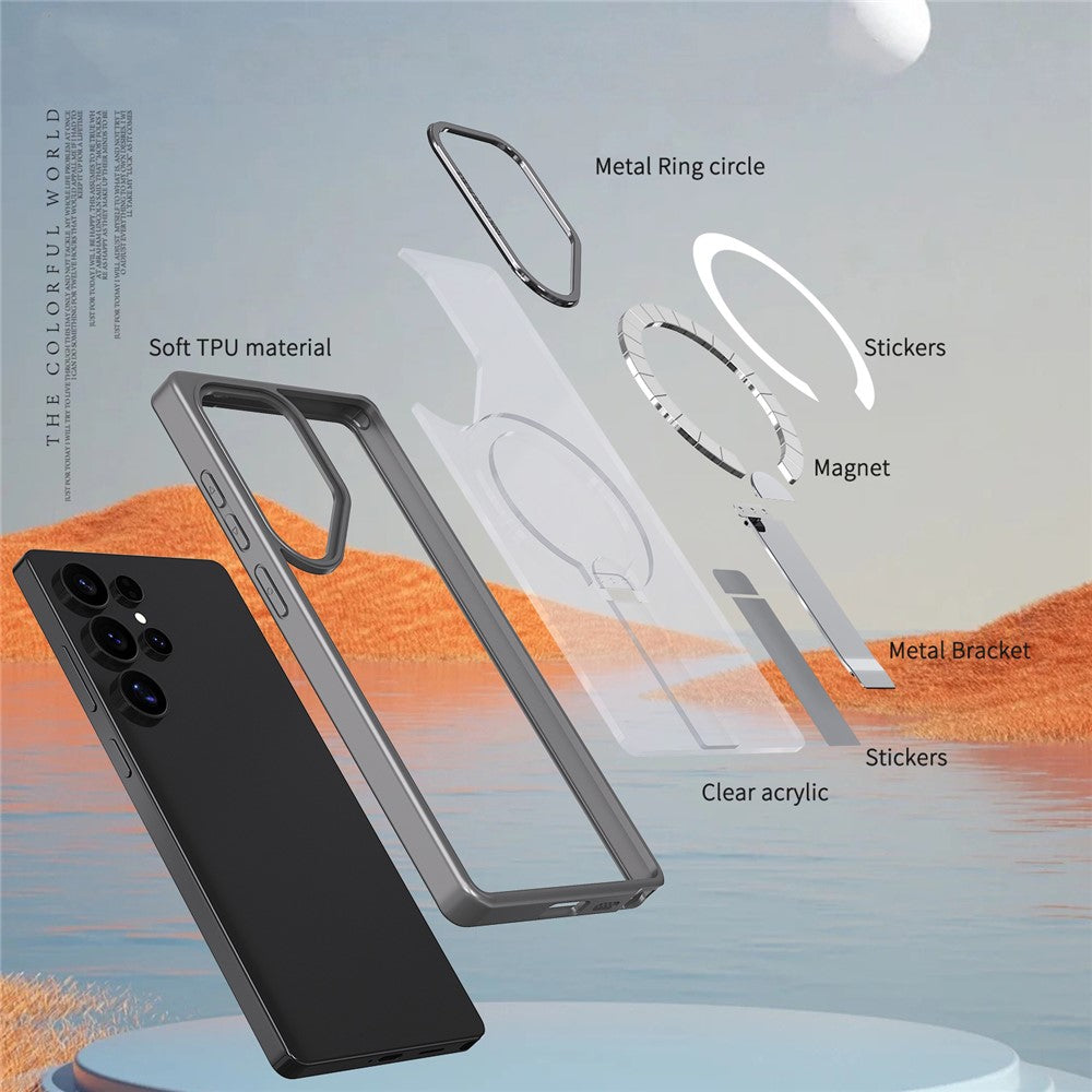 Samsung Galaxy S24 Ultra Magnetiskt Skal Stativ TPU + Akryl Mobilskal