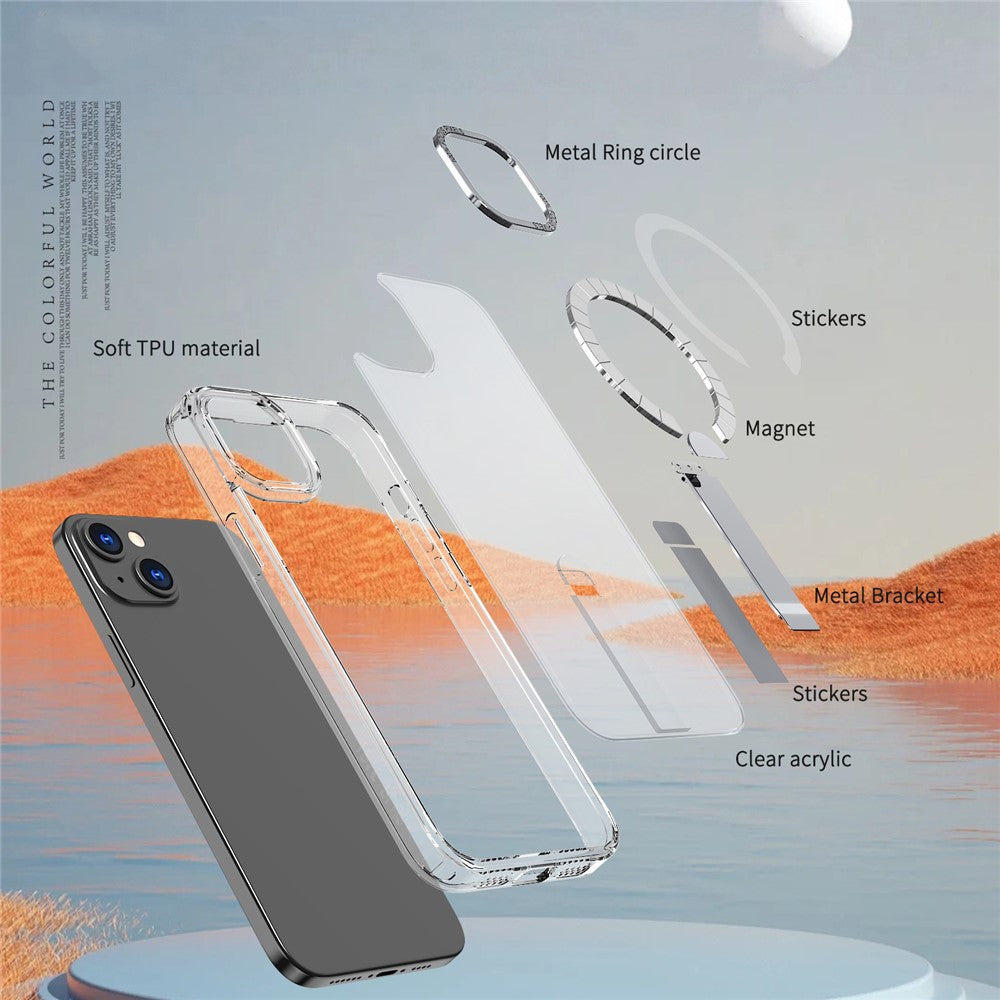 For iPhone 15 Case Compatible with MagSafe Kickstand TPU + Acrylic Phone Cover