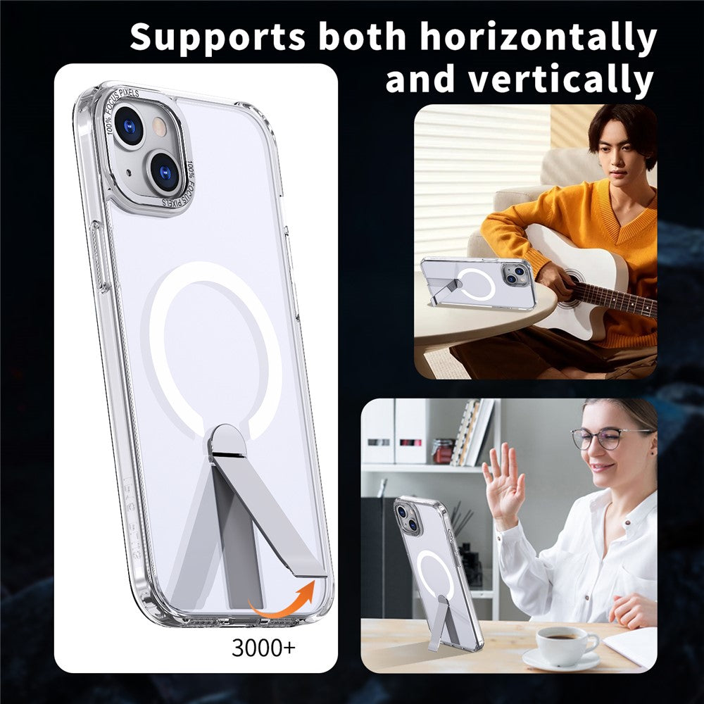For iPhone 15 Case Compatible with MagSafe Kickstand TPU + Acrylic Phone Cover