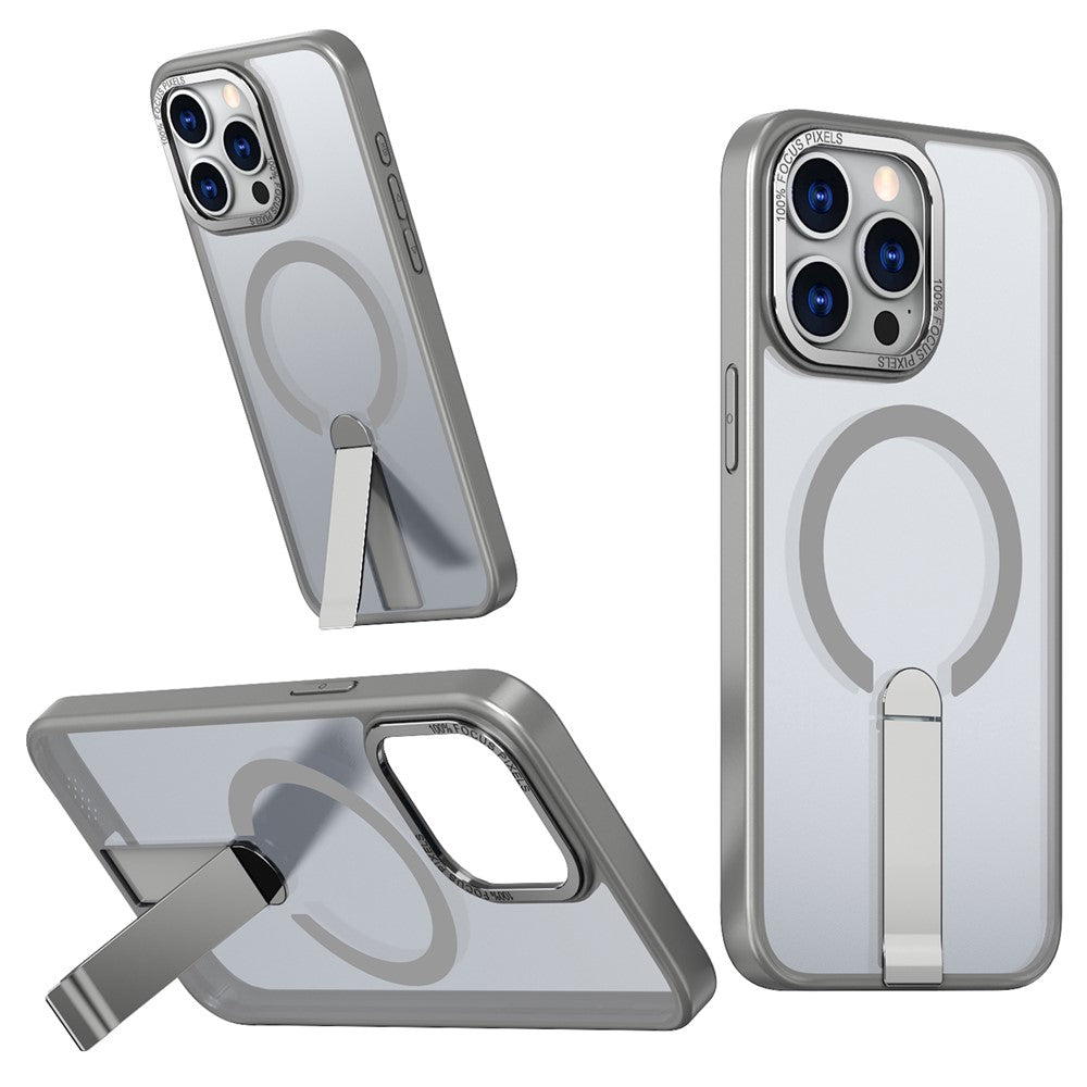 För iPhone 13 Pro-fodral kompatibelt med MagSafe, stöd och TPU + akrylskydd