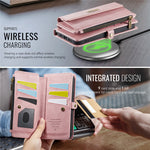 CASEME For iPhone 15 Case C39 RFID Blocking Zipper Wallet Stand Leather Cover with Strap