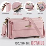 CASEME For iPhone 15 Case C39 RFID Blocking Zipper Wallet Stand Leather Cover with Strap