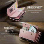 CASEME For iPhone 15 Case C39 RFID Blocking Zipper Wallet Stand Leather Cover with Strap
