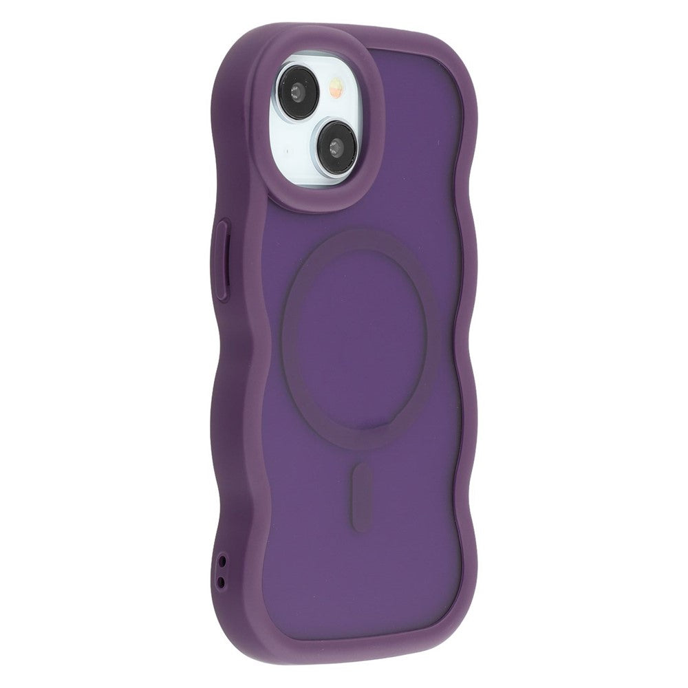 For iPhone 15 Case Compatible with MagSafe TPU + PC Phone Back Cover Skin Touch Wave Shape