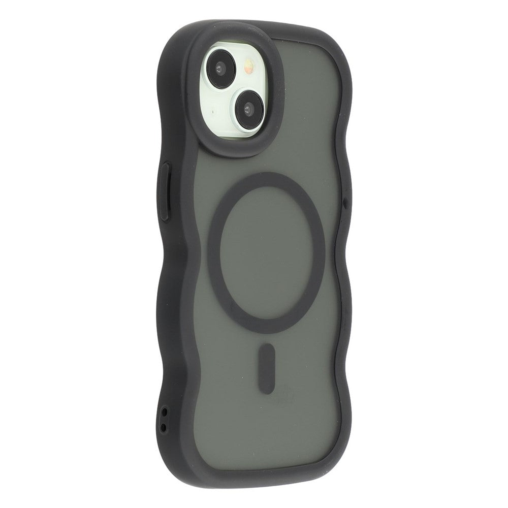 For iPhone 15 Case Compatible with MagSafe TPU + PC Phone Back Cover Skin Touch Wave Shape