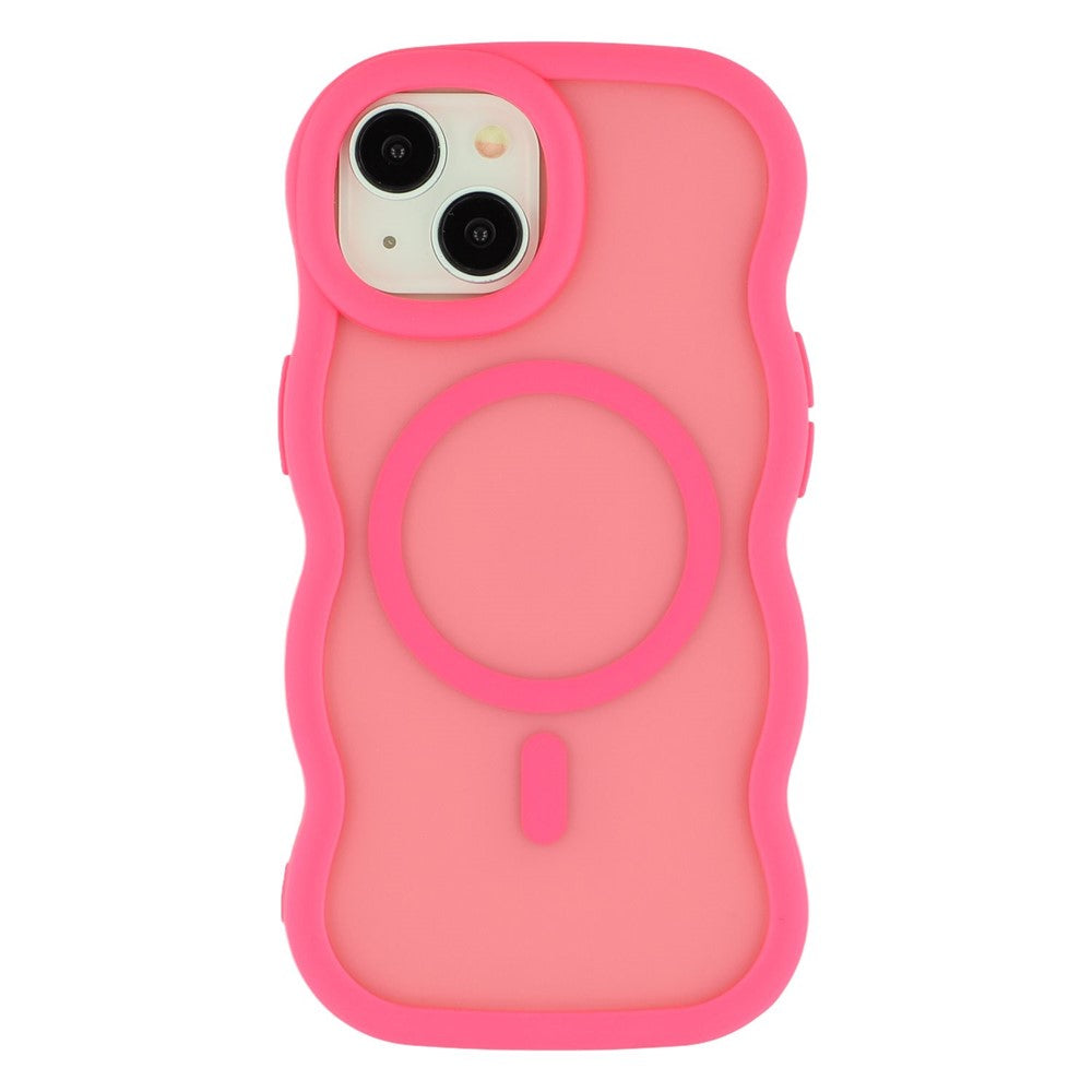 For iPhone 15 Plus / 14 Plus Case Compatible with MagSafe TPU + PC Phone Back Cover Skin Touch Wave Shape