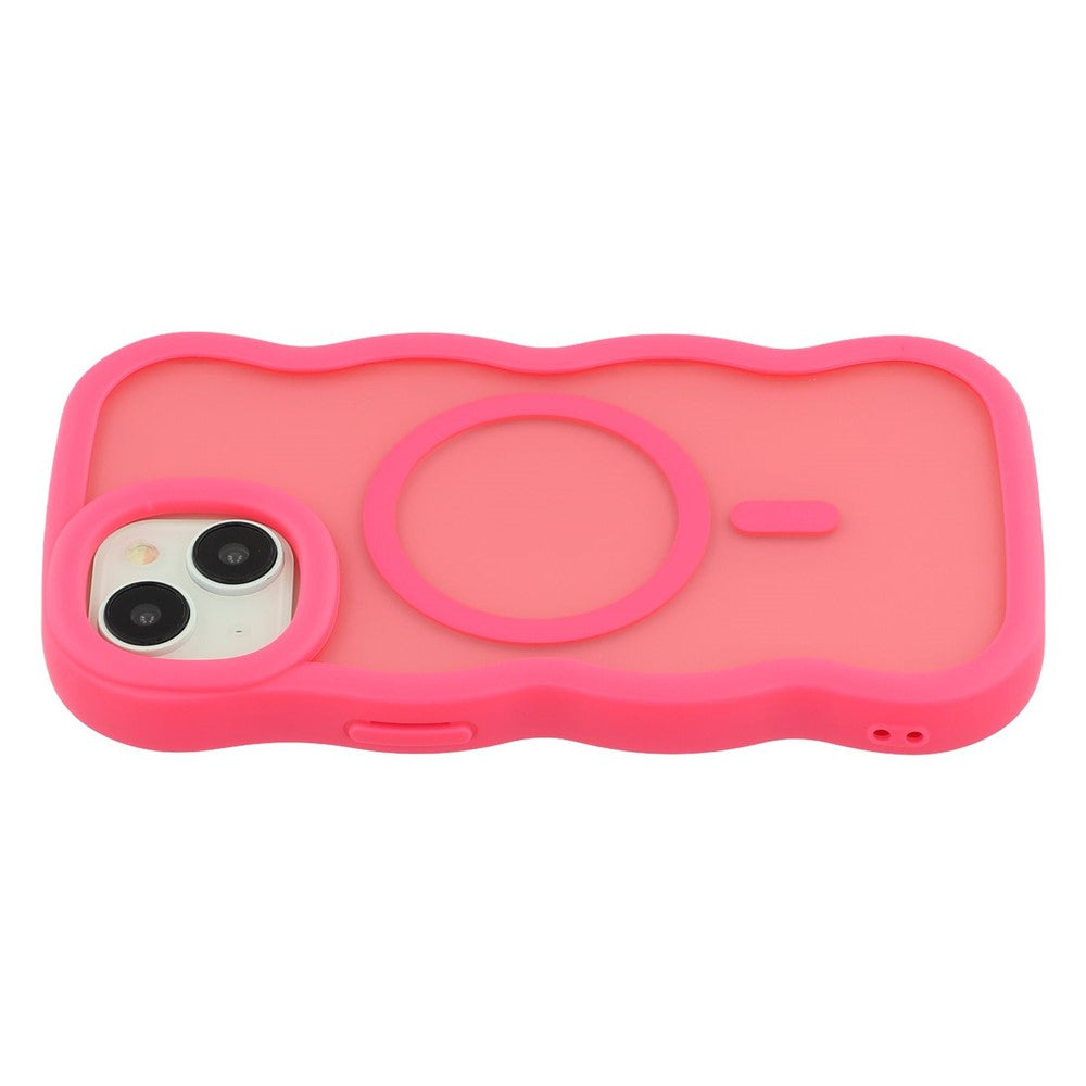 For iPhone 15 Plus / 14 Plus Case Compatible with MagSafe TPU + PC Phone Back Cover Skin Touch Wave Shape