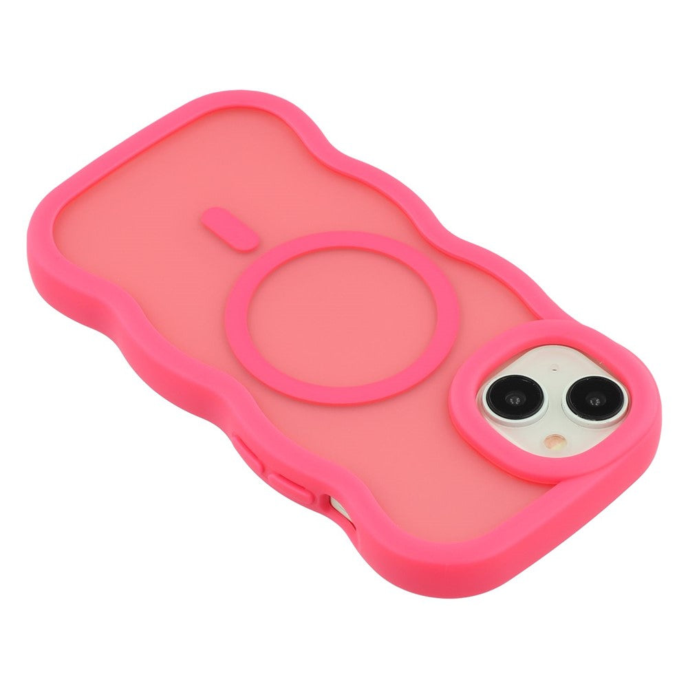 For iPhone 15 Plus / 14 Plus Case Compatible with MagSafe TPU + PC Phone Back Cover Skin Touch Wave Shape