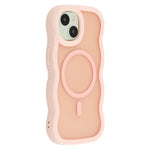 For iPhone 15 Plus / 14 Plus Case Compatible with MagSafe TPU + PC Phone Back Cover Skin Touch Wave Shape