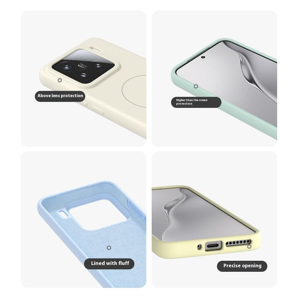 For Xiaomi 15 Pro Liquid Silicone Magnetic Case Skin-Touch Phone Cover