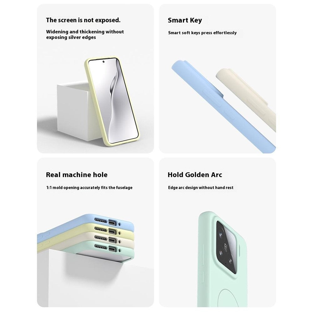 For Xiaomi 14 Liquid Silicone Magnetic Case Skin-Touch Phone Cover