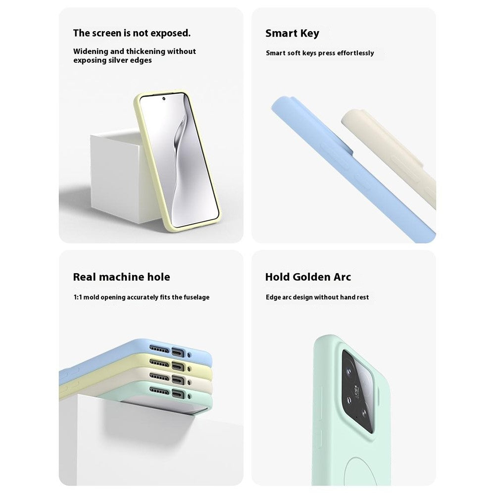 For Xiaomi 14 Pro Liquid Silicone Magnetic Case Skin-Touch Phone Cover